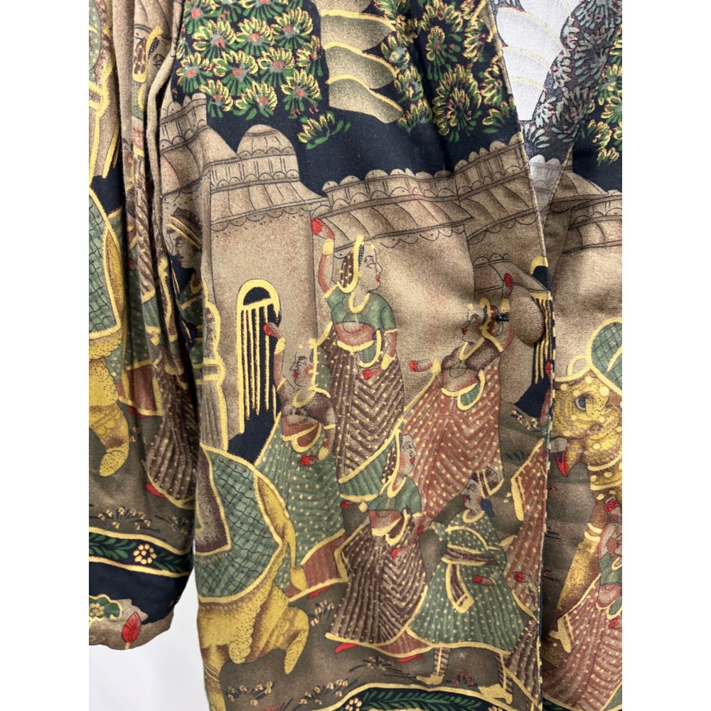 Signet New York Vintage Elephant Novelty Print Blazer Jacket Rayon Large USA - Picture 3 of 16